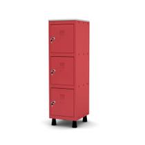 Mini Armário Guarda Volume Locker Roupeiro 1 Vão 3 Portas MGRP501/3 Vermelho - Pandin