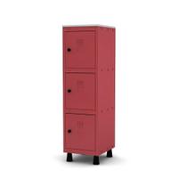 Mini Armário Guarda Volume Locker Roupeiro 1 Vão 3 Portas MGRP501/3 Vermelho - Pandin