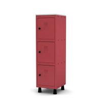 Mini Armário Guarda Volume Locker Roupeiro 1 Vão 3 Portas MGRP501/3 Vermelho - Pandin