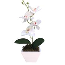 Mini Arranjo Orquídeas Artificial Branca Vaso Enfeite - Studio11 Flores