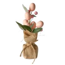 MINI ARVORE COM OVOS ROSA E BASE EM JUTA 25cm