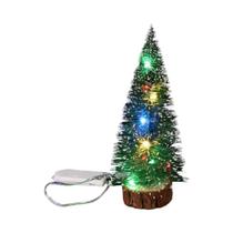 Mini Árvore De Natal Artificial Com Luz LED Verde, Ornamento De Mesa Com Agulhas De Cedro, Decoração Mini Árvore De Natal Artificial Com Luz LED Verde, Ornamento De Mesa Com Agulhas De Cedro, Decoração