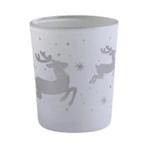 Mini Árvore De Natal Com Porta-Vela De Vidro Em Forma De Alce E Floco De Neve, Pequeno Copo Para