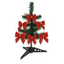 Mini Árvore de Natal Decorada 30cm com 6 Laços Vermelho e Verde Galão Mini Árvore de Natal Decorada 30cm com 6 Laços Vermelho e Verde Galão