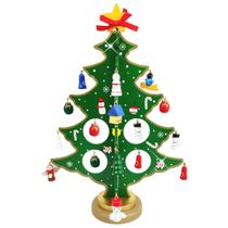 Mini Árvore de Natal em Madeira 3D com 24 Peças Decoração para Festas Mini Árvore de Natal em Madeira 3D com 24 Peças Decoração para Festas