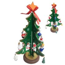 Mini Arvore de Natal Enfeite Natalino Madeira Boneco de Neve Papai Noel Arvore Decoraçao Fim de Ano Festa Sala Quarto Estante Mesa Escritorio Celebraç