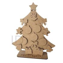 Mini Árvore de Natal Infantil 20 cm com Apliques em mdf