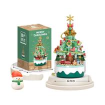Mini Árvore De Natal Para Adultos Com Caixa De Música Do Papai Noel, Modelo De Blocos De Montar DIY