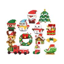 Mini Árvore De Natal Para Crianças, Modelo De Papai Noel E Boneco De Neve, Blocos De Construção DIY,