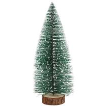 Mini árvore de Natal verde nevada com base de madeira 30 cm Mini árvore de Natal verde nevada com base de madeira 30 cm