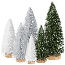 Mini árvores de decoração de Natal KPX, 6 unidades com 4 tamanhos de verde+prateado+branco