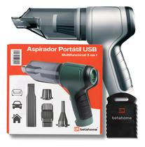 Mini Aspirador De Pó Portátil Recarregável Soprador Usb Automotivo 3em1 Sem Fio Premium Vácuo Limpeza Carro Multifuncional Casa Verde Cinza