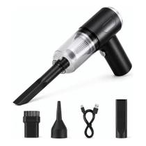 Mini Aspirador de Pó Portátil Vacuum Cleaner 3 em 1 USB Sopro Preto