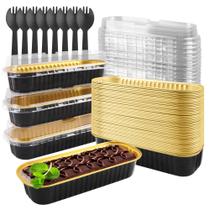 Mini assadeira Tikxlafe retangular de 200 mL com tampa, pacote com 50