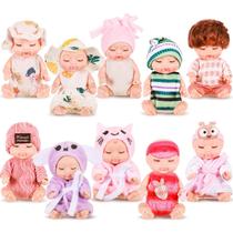 Mini Baby Dolls Hanaive de 4 polegadas com roupas de animais, conjunto de 10 peças