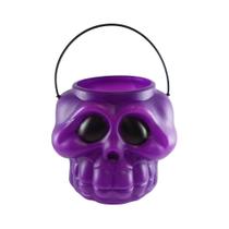 Mini Balde Cabeça de Esqueleto Roxo