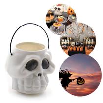 Mini Balde Cranio Esqueleto Caveira Decoração De Halloween - Pais e filhos