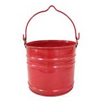 Mini Balde Para Decoração e Multiuso Galvanizado 3L Vermelho