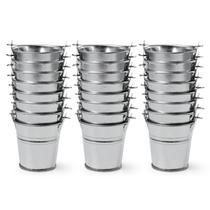 Mini baldes de metal galvanizado 2,1 L - 24 unidades de prata com alça