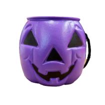 Mini Baldinho de Halloween com Alça - Abóbora - Roxo com olhos Pretos - 1 unidade - Rizzo