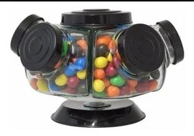 Mini baleiro giratório com tampas na cor preta