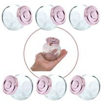 Mini Baleiro Porta Temperos E Codimentos Vidro Com Tampa Rose 6 Peças 180ml