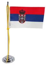 Mini Bandeira de Mesa da Sérvia 15 cm Poliéster - SP Bandeiras