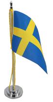 Mini Bandeira de Mesa da Suécia 15 cm Poliéster - SP Bandeiras