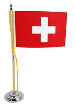 Mini Bandeira De Mesa Da Suíça 15 Cm Poliéster