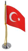 Mini Bandeira De Mesa Da Turquia 15 Cm Poliéster