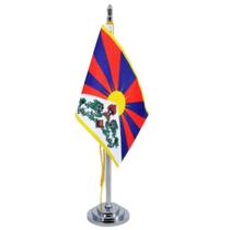 Mini Bandeira de Mesa do Tibet Poliéster 15 cm (Mastro)