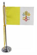 Mini Bandeira de Mesa do Vaticano 15 cm Poliéster - SP Bandeiras