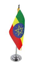 Mini Bandeira de Mesa Etiópia 15 cm Poliéster - SP Bandeiras