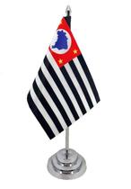 Mini Bandeira de Mesa São Paulo Mastro 29 cm Cetim 14x20 cm