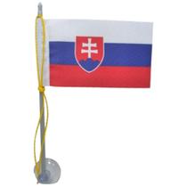 Mini Bandeira Eslováquia C/ Ventosa Poliéster (5,5cm X 8,5cm) 15 cm Mastro