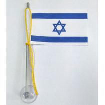 Mini Bandeira Israel C/ Ventosa Poliéster (5,5cm X 8,5cm)