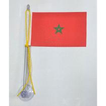 Mini Bandeira Marrocos C/ Ventosa Poliéster (5,5cm X 8,5cm) Mini Bandeira Marrocos C/ Ventosa Poliéster (5,5cm X 8,5cm)