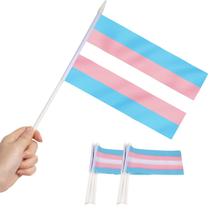Mini bandeira transgênero Anley, pacote com 12 unidades, 13 x 21 cm, portátil Mini bandeira transgênero Anley, pacote com 12 unidades, 13 x 21 cm, portátil