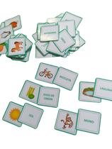 Mini Baralho Em Inglês ou espanhol Para Crianças 80 Palavras Plastificadas jogo da memória