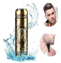 Mini Barbeador Eletrico Sem Fio Pratico Leve Portatil Recarregavel de bolso dourado buda