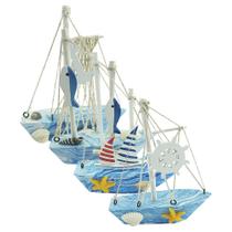 Mini Barquinho Decorativo Azul Fundo do Mar 14cm x 12cm