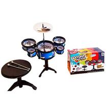 Mini Bateria de Brinquedo com 5 tambores e banco montável incluso - jazz drum