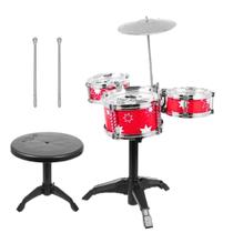 Mini Bateria Infantil 3 tambores Baquetas Prato