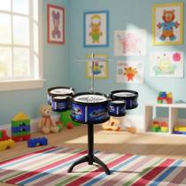 Mini Bateria Infantil 5 Tambores C/ Prato Baquetas Brinquedo