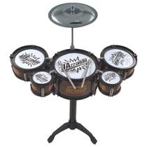 Mini Bateria Infantil 8 Peças Rock Star Brinquedo Drum Bass