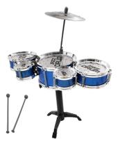 Mini Bateria Infantil Importway Com 5 Tambores Azul