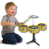 Mini Bateria Infantil Musical 7 Peças com Baquetas e Prato Cores Sortidas Presente