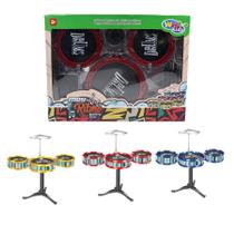Mini Bateria Infantil Musical Com 3 Tambores e Prato Jazz Drum Star