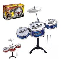 Mini Bateria Musical Infantil 3 Tambores 1 Prato Jazz - DM TOYS