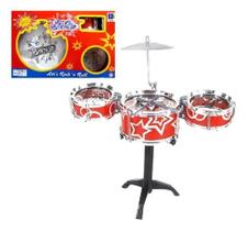 Mini Bateria Músical Infantil 3 Tambores 1 Prato Jazz - DM TOYS